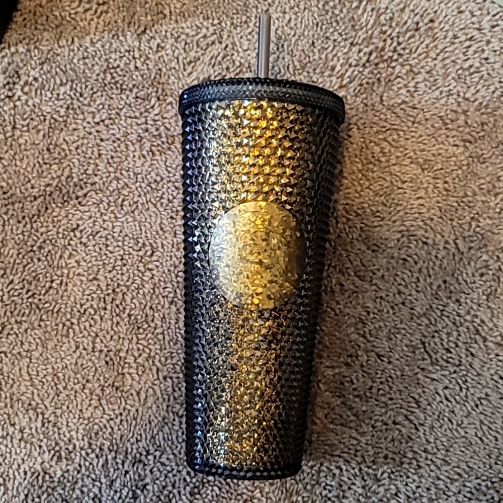 Starbucks oversees gold glitter studded tumbler china